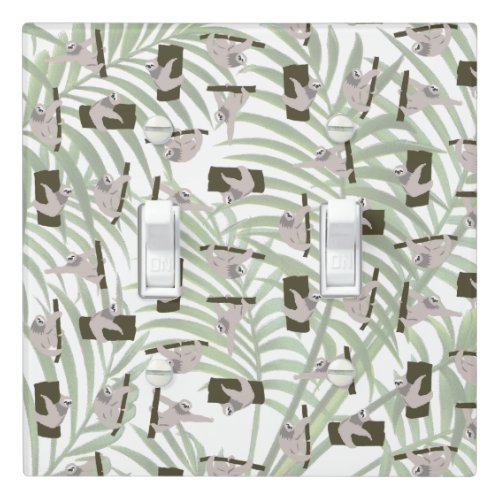 Cute Sloth Animal Pattern in Wild Forest Light Switch Cover