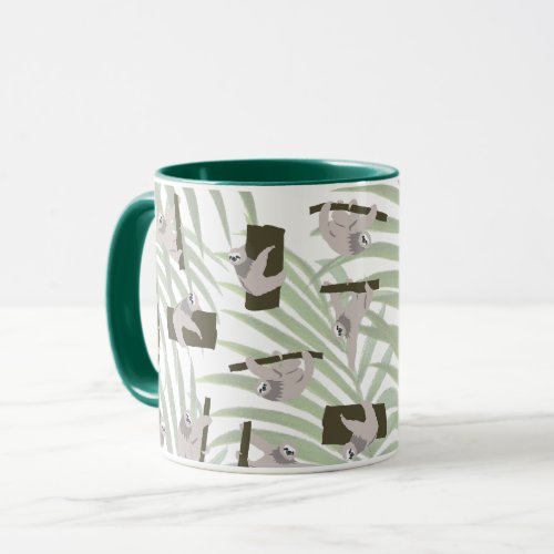 Cute Sloth Animal Pattern in Wild Forest Mug