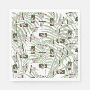 Cute Sloth Animal Pattern in Wild Forest Napkins