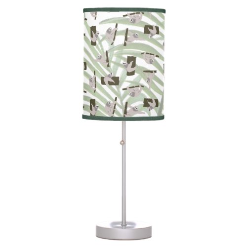 Cute Sloth Animal Pattern in Wild Forest Table Lamp