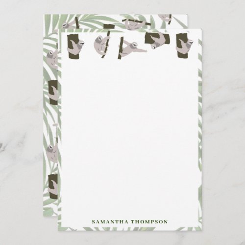 Cute Sloth Animal Pattern in Wild Forest Thank You Card