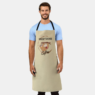 Cute sloth animals coffee Tea custom Shop name Apron