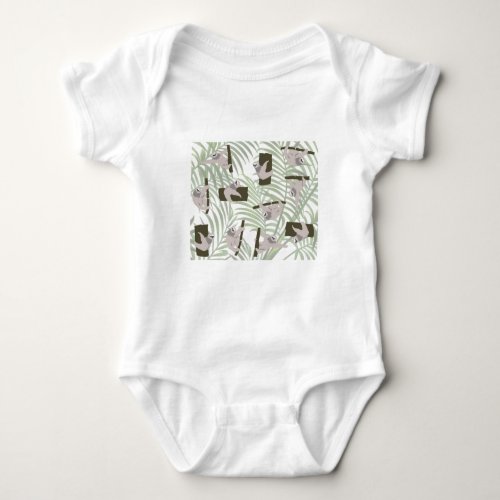 Cute Sloth Animals Pattern in Wild Forest Baby Bodysuit