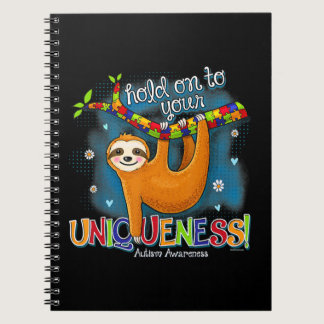 Cute sloth autism outfit hold on to your uniquenes notebook