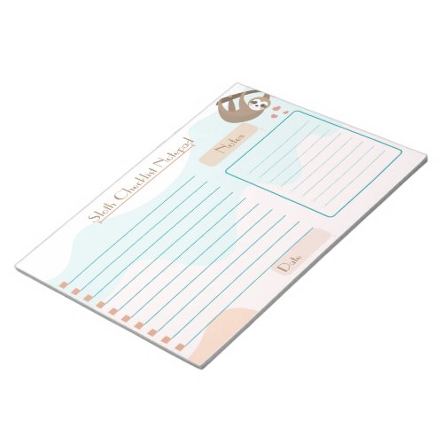 Cute Sloth Away the Day Checklist Notepad