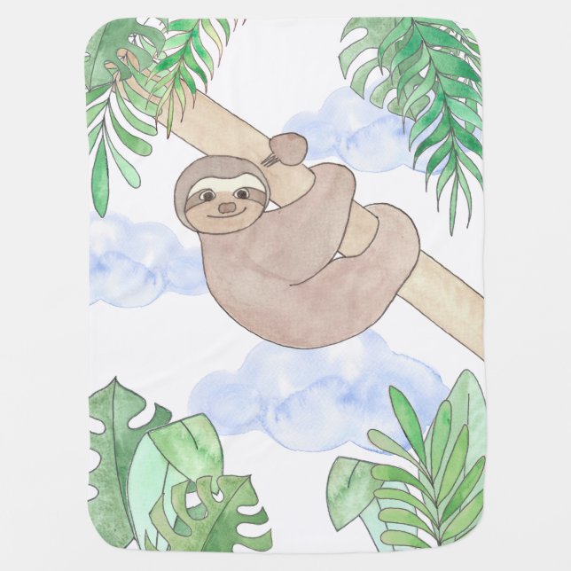 Cute Sloth Baby Boy's Nursery Baby Blanket (Front)