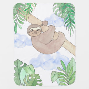 Cute Sloth Baby Boy's Nursery Blanket