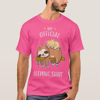 Cute Sloth Baby Cat Sleeping Pajamas Funny T-Shirt