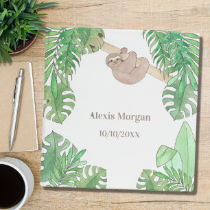 Cute Sloth Baby Record Birth Stats 3 Ring Binder