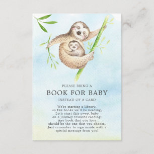 Cute Sloth Baby Shower Book for Baby Enclosure Card