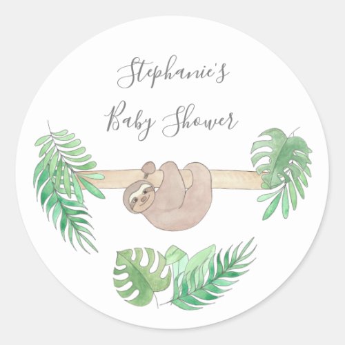Cute Sloth Baby Shower Classic Round Sticker