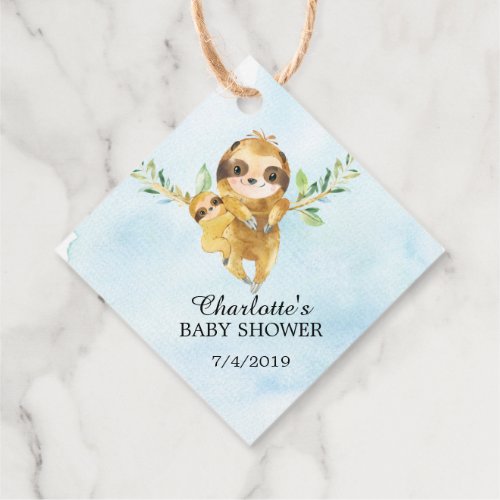 Cute Sloth Baby Shower Favor Gift Tag