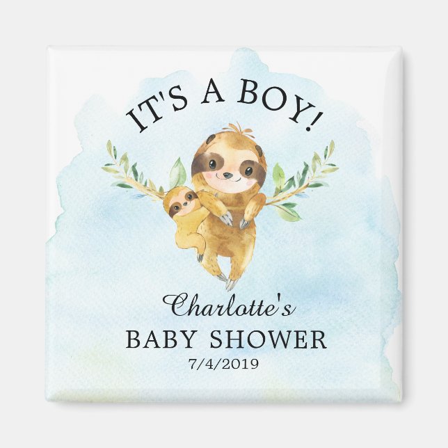 Cute Sloth Baby Shower Favor  Magnet (Front)