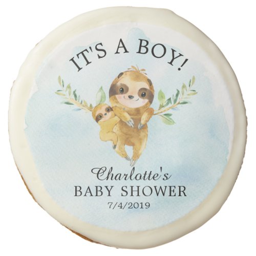 Cute Sloth Baby Shower Favor Sugar Cookie