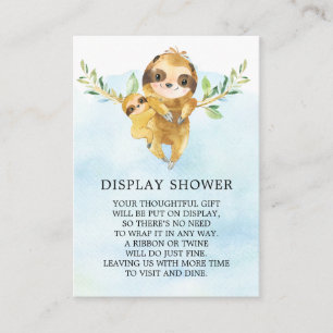 Cute Sloth Baby Shower Gift Display Enclosure Card