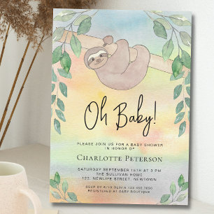 Cute Sloth Baby Shower Invitation