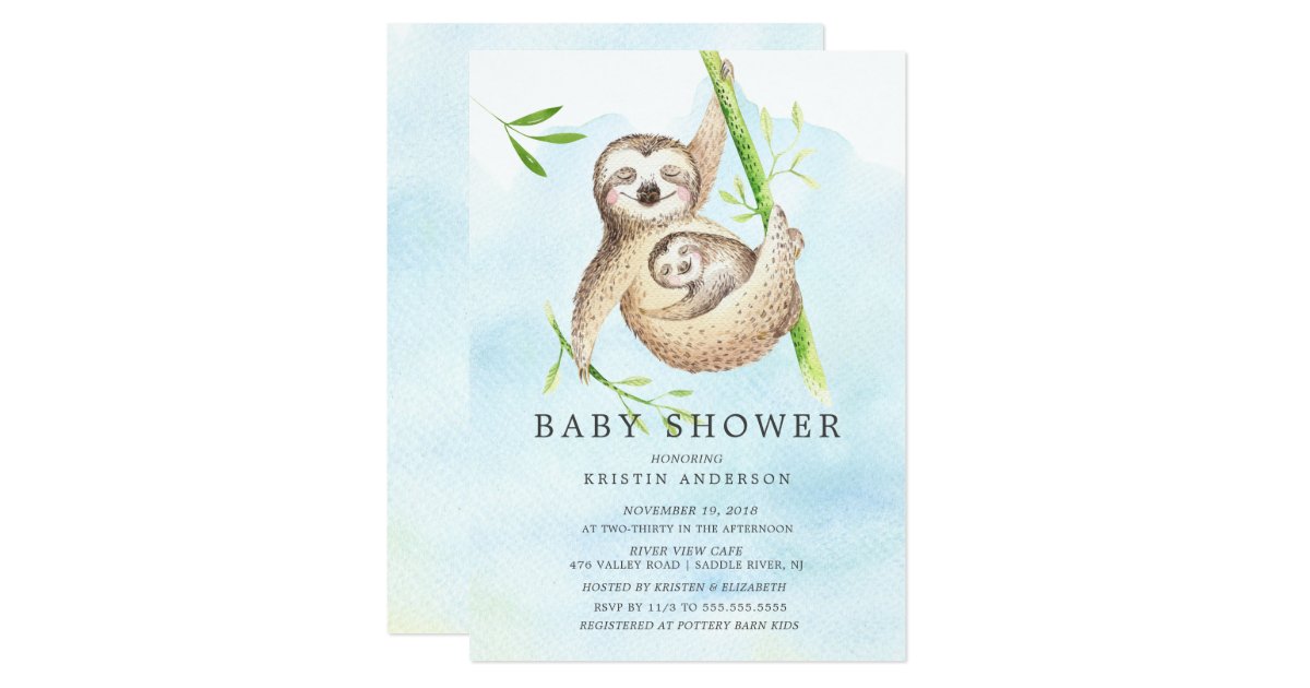 Cute Sloth Baby Shower Invitation | Zazzle.com