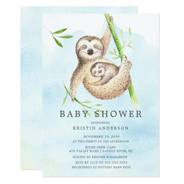 sloth baby shower invitations