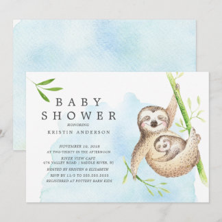 Cute Sloth Baby Shower Invitation