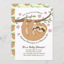Cute Sloth Baby Shower Mama and Baby