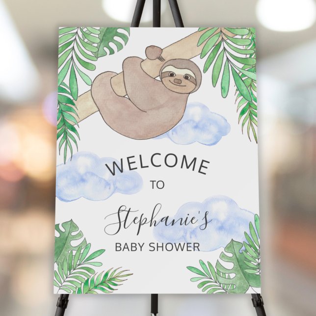 Cute Sloth Baby Shower Welcome Sign (Creator Uploaded)