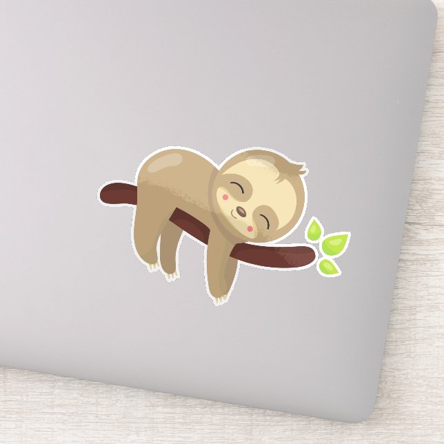 Cute Sloth, Baby Sloth, Lazy Sloth, Sleeping Sloth Sticker (Detail)