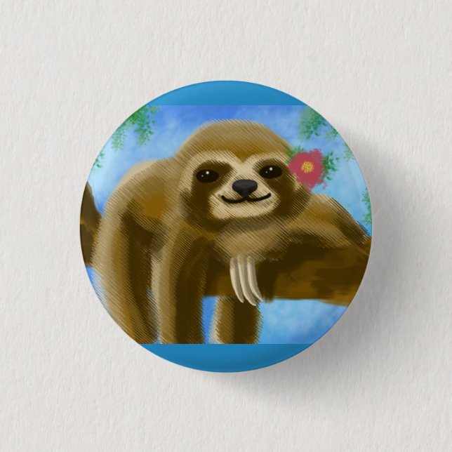 Cute Sloth Badge Button (Front)