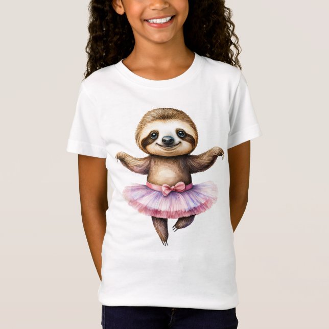 Cute sloth ballerina dancing ballet T-Shirt (Front)