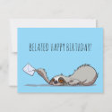 Cute Sloth Belated Happy Birthday Funny Cartoon