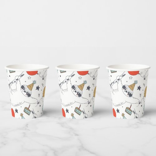 Cute Sloth Birthday Paper Cups