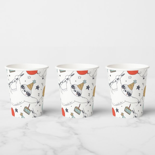 Cute Sloth Birthday Paper Cups (Multi)