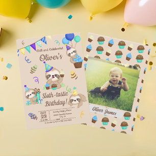 Cute Sloth Birthday Party Invitation