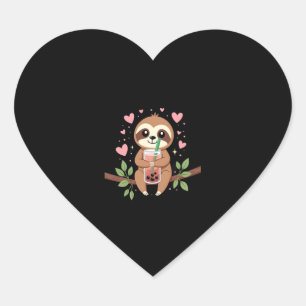 Cute Sloth Boba Bubble Milk Tea Kawaii Women Girls Heart Sticker