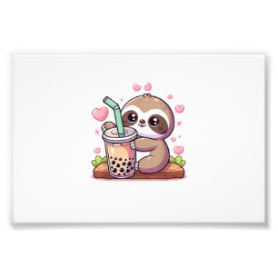 Cute Sloth Boba Bubble Milk Tea Kawaii Women Girls Photo Print