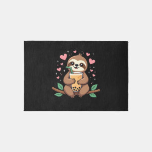 Cute Sloth Boba Bubble Milk Tea Kawaii Women Girls Rug