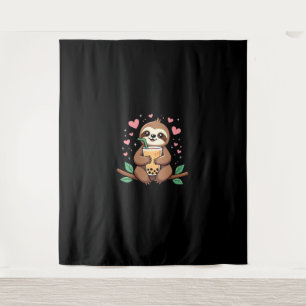 Cute Sloth Boba Bubble Milk Tea Kawaii Women Girls Tapestry