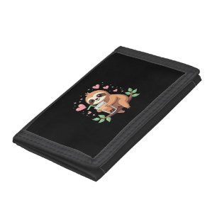 Cute Sloth Boba Bubble Milk Tea Kawaii Women Girls Trifold Wallet