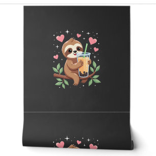 Cute Sloth Boba Bubble Milk Tea Kawaii Women Girls Wallpaper