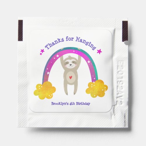 Cute Sloth Boho Rainbow Sweet Fun Kawaii Birthday Hand Sanitizer Packet