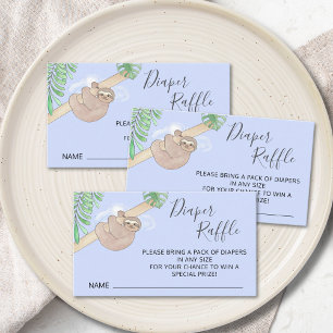 Cute Sloth Boy's Baby Shower Diaper Raffle Enclosure Card