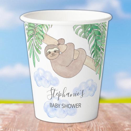 Cute Sloth Boys Baby shower Paper Cups