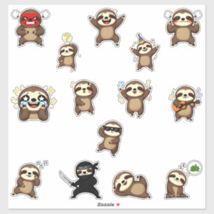 Cute Sloth Character Sticker Pack Emojis