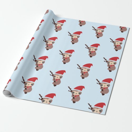 Cute Sloth Christmas Holiday Winter Kawaii Wrapping Paper