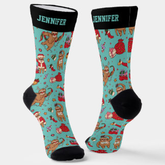 Cute Sloth Christmas Pattern Xmas Happy Holiday Socks