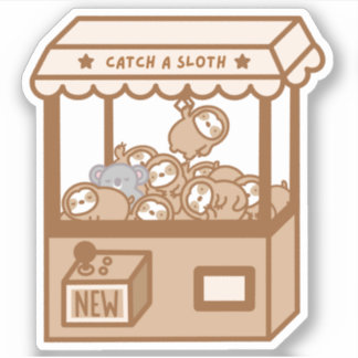 Cute Sloth Claw Machine Vinyl Sticker