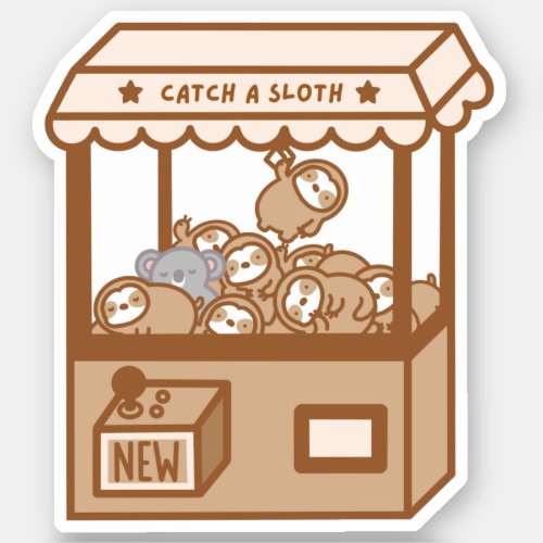 Cute Sloth Claw Machine Vinyl Sticker 