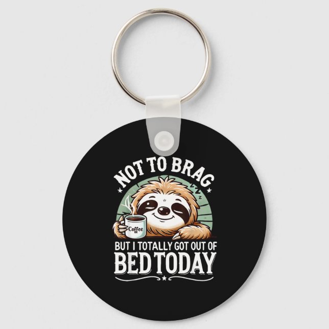 Cute Sloth Coffee Funny Quote Caffeine Lover Gift  Keychain (Front)