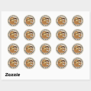 Cute Sloth Coffee Lover Hug Design Classic Round Sticker