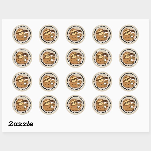 Cute Sloth Coffee Lover Hug Design  Classic Round Sticker (Sheet)