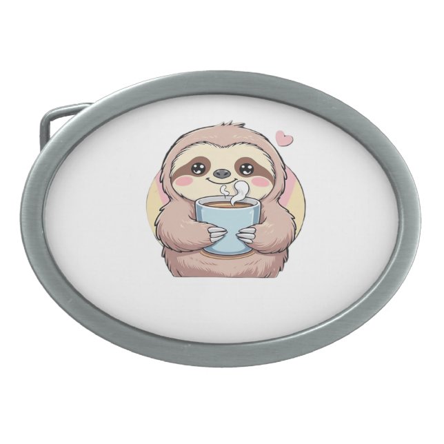 Cute Sloth Coffee Lover Shirt – Funny Fueled by Co Belt Buckle (Front)